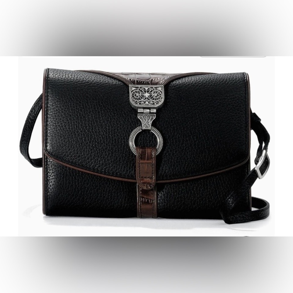 Brighton Nepal Organizer Pebble Italian Crocodile Embossed Leather Crossbody Bag - Picture 2 of 16